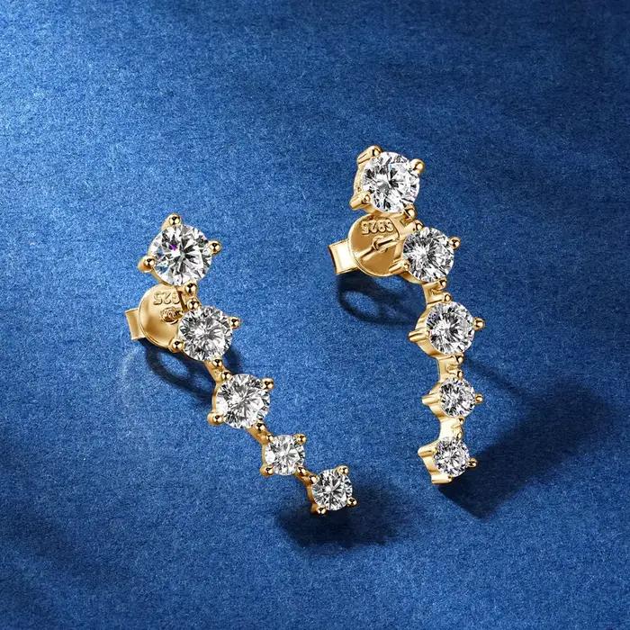 Vinregem 3EX VVS1 D couleur réel Moissanite diamants gemmes romantique clous d'oreille boucles d'oreilles solide 925 en argent Sterling bijoux fins GRA
