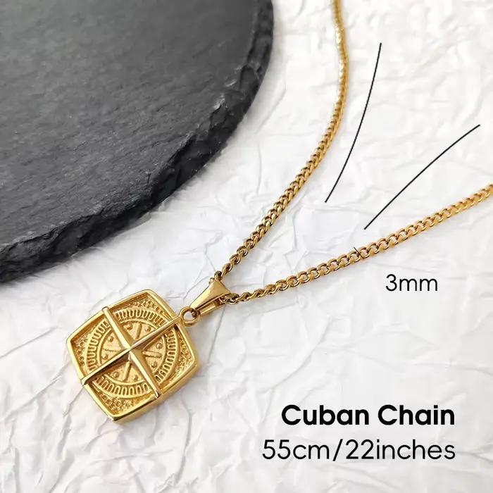 Collier pendentif boussole nautique - Pendentif boussole rétro punk imperméable |   Cadeau de bijoux en acier inoxydable plaqué or 18 carats