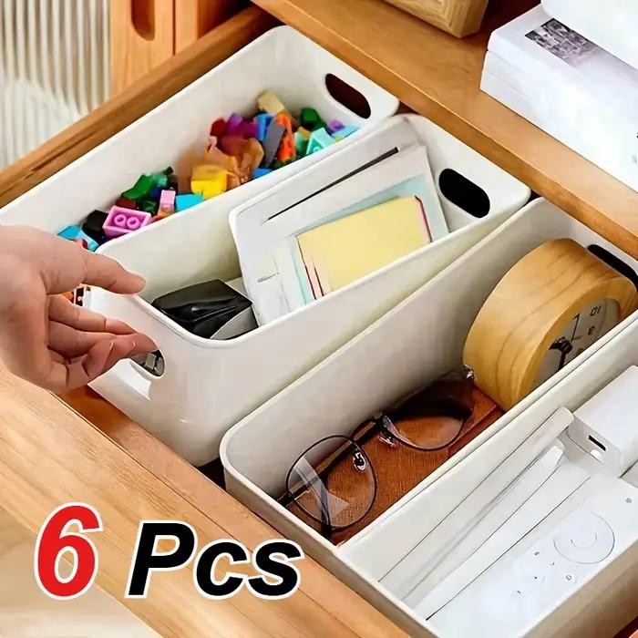 6 boîtes de rangement en plastique empilables - Boîtes de rangement multifonctionnelles pour la cuisine, le salon, le bureau et divers articles