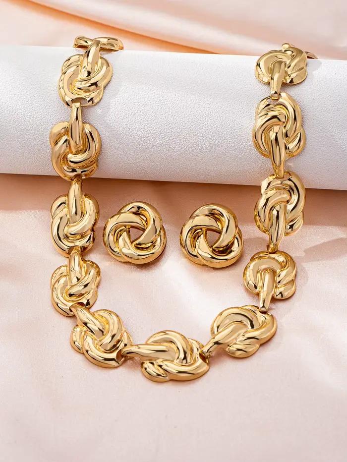 Ensemble de bijoux en métal pour femmes, élégant et polyvalent, de luxe, haut de gamme, été