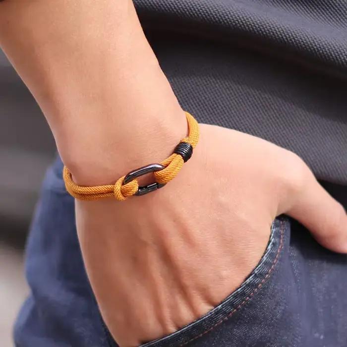 Noter Bracelet à fil fin pour hommes fait à la main tressé chaîne charme Braslet en plein air survie Bracelet élégant noeud nautique Pulsera