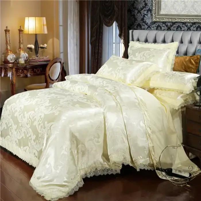 Ensemble de housse de couette dorée de luxe, ensemble de literie nordique en Satin Jacquard, ensemble de housse de couette Double Queen King pour la maison et la décoration