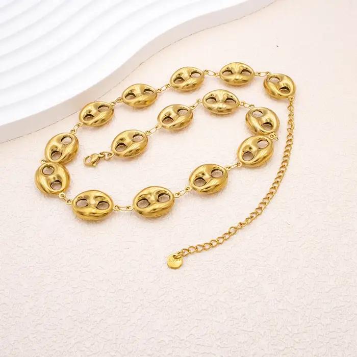 Collier chaîne à breloques en forme de grain de café pour femmes, ras du cou en acier inoxydable 316L, chaîne de clavicule, bijoux, cadeau de fête quotidien