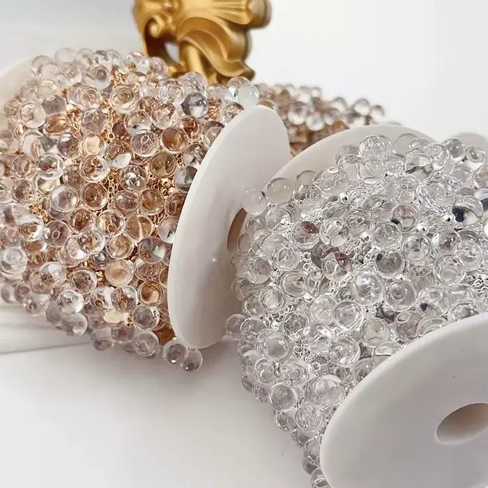 Pendentif en perles de verre rondes transparentes avec chaîne en métal pour créer des colliers et bracelets élégants pour femmes occasions spéciales