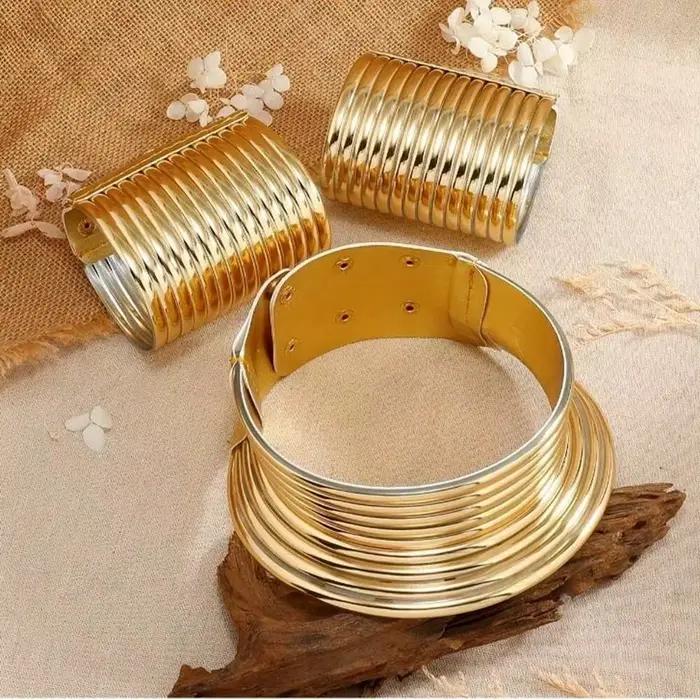 Ensemble de bijoux africains à la mode pour femmes, Vintage en cuir, couples réglables, collier ras du cou, Bracelet