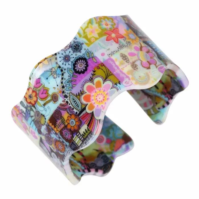 Bonsny – Bracelets large en acrylique motif fleur fraîche pour femmes, Bijoux à la mode, nouvelle collection 2017