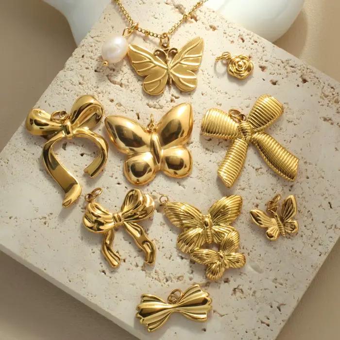 Pendentif collier pour les Femmes d'or chaîne D'eau Douce Perle Arc pendentifs à la mode femmes en acier inoxydable bijoux ensemble cadeau tendance