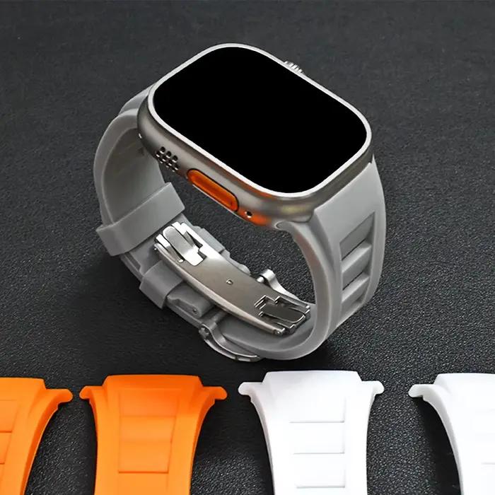 Bracelet de sport pour Apple Watch Ultra 3 2 49mm, en caoutchouc, pour iWatch série 11 10 46mm 9/8/7 45mm 6/SE 44mm, en Silicone pour hommes
