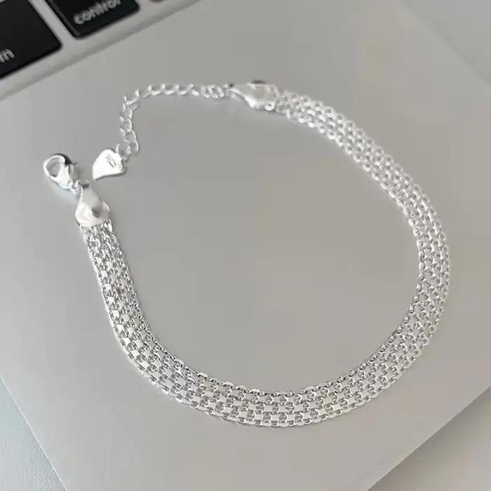 Offre spéciale 925 Bracelets en argent sterling chaîne en maille pour femmes hommes mariage dame Noble jolis bijoux mode belle chaîne 20 cm 8 pouces