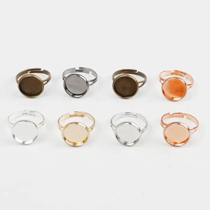 Base d'anneau vierge réglable de 12mm, 10 pièces/lot, Cabochons, réglage camée pour bricolage, résultats de bijoux, accessoires de fabrication