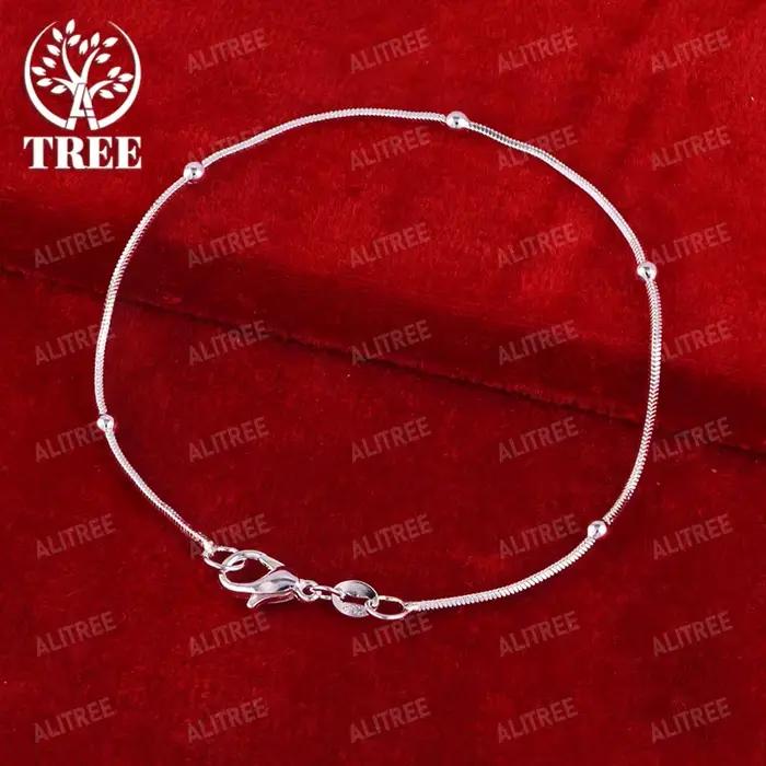 ALITREE 18K or jaune 1.7mm perles chaîne Bracelets pour femme fête fiançailles mariage noël anniversaire mode bijoux cadeaux