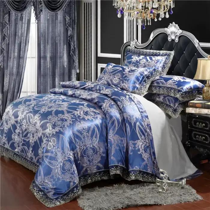 Ensemble de housse de couette dorée de luxe, ensemble de literie nordique en Satin Jacquard, ensemble de housse de couette Double Queen King pour la maison et la décoration