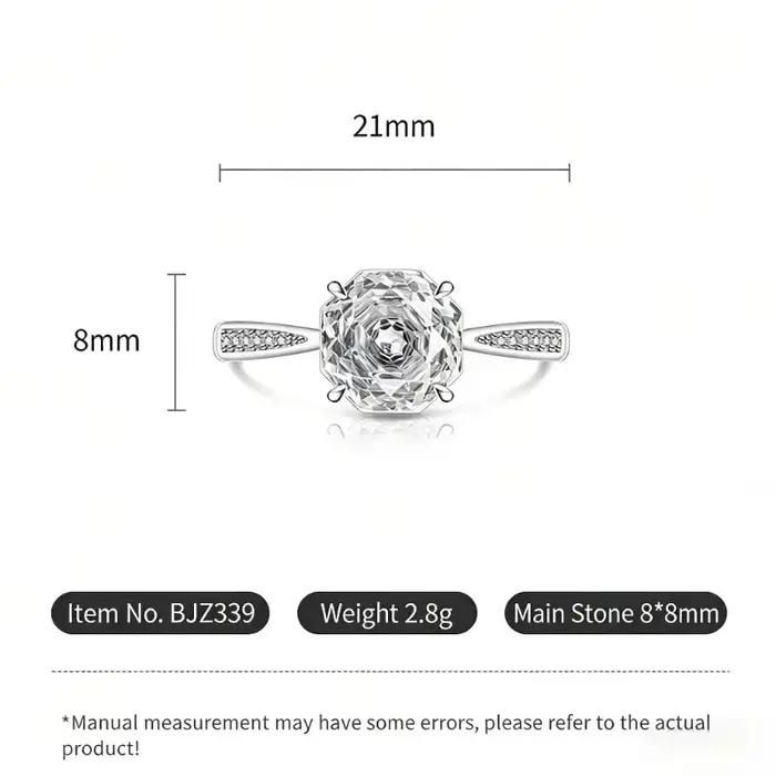 Bague pour femme en argent sterling 925 avec diamant à taille rose et haute teneur en carbone, simple, douce et élégante, pour mariage