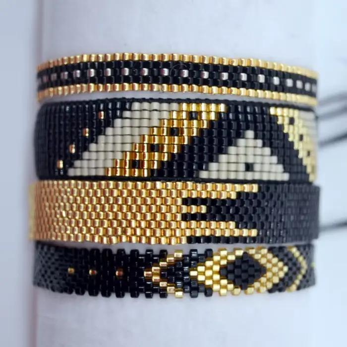 Bracelet de perles géométrie bohême motif de flèche créativité tissage à la main réglable femme simplicité ensemble de bracelets de perles de riz