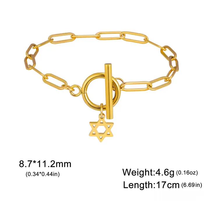 Bracelet à breloques étoile de FC pour femme, trombone en acier inoxydable, jobracelets, amulette, bijoux juifs, cadeau, vente en gros
