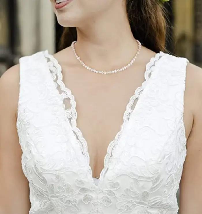 Collier de perles d'eau douce baroques naturelles 5-6mm, bijoux à la mode pour cadeau, collier ras du cou en argent Sterling 925 pour femmes et filles