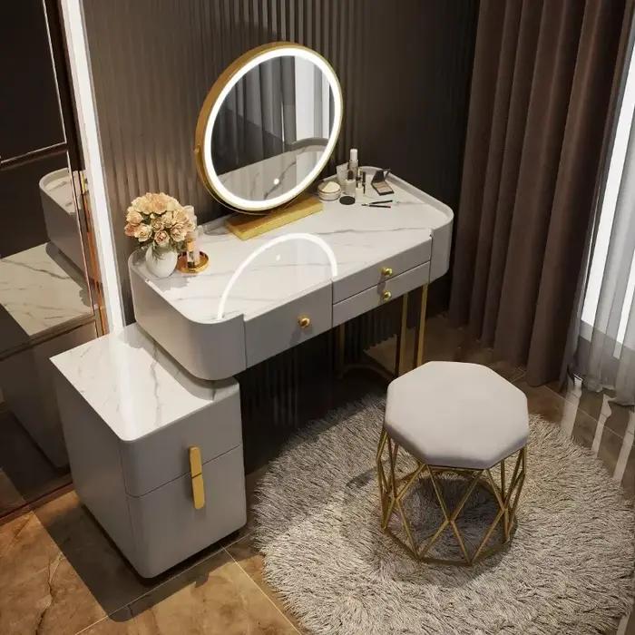 Table de toilette d'angle avec rangement pour bijoux, meuble de rangement moderne pour chambre à coucher, coiffeuse, meuble de maison