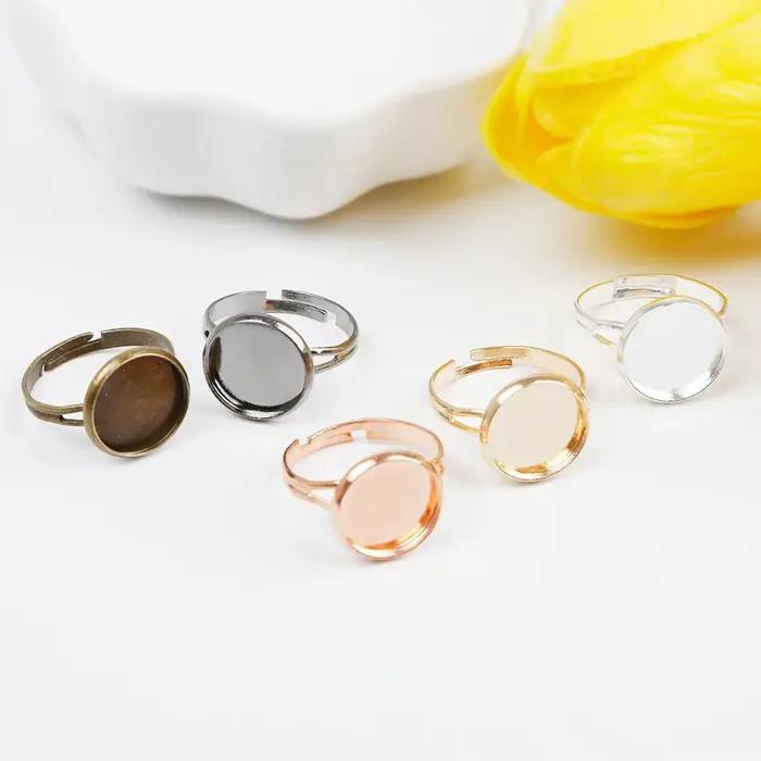 Base d'anneau vierge réglable de 12mm, 10 pièces/lot, Cabochons, réglage camée pour bricolage, résultats de bijoux, accessoires de fabrication