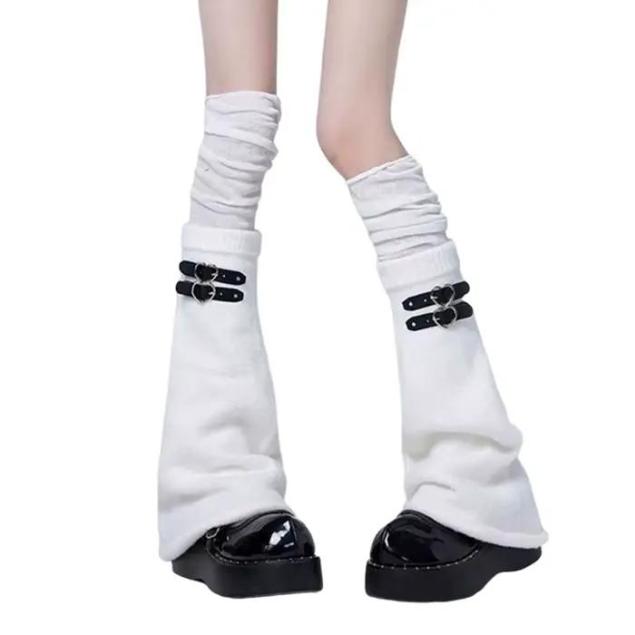 Jambières à ceinture à boucle Punk à superposition sur les chaussettes aux genoux, couvre-pieds