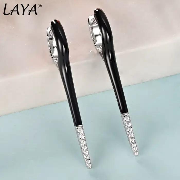 Laya – boucles d'oreilles irrégulières en argent Sterling 925 pour femmes, Zircon de haute qualité, 