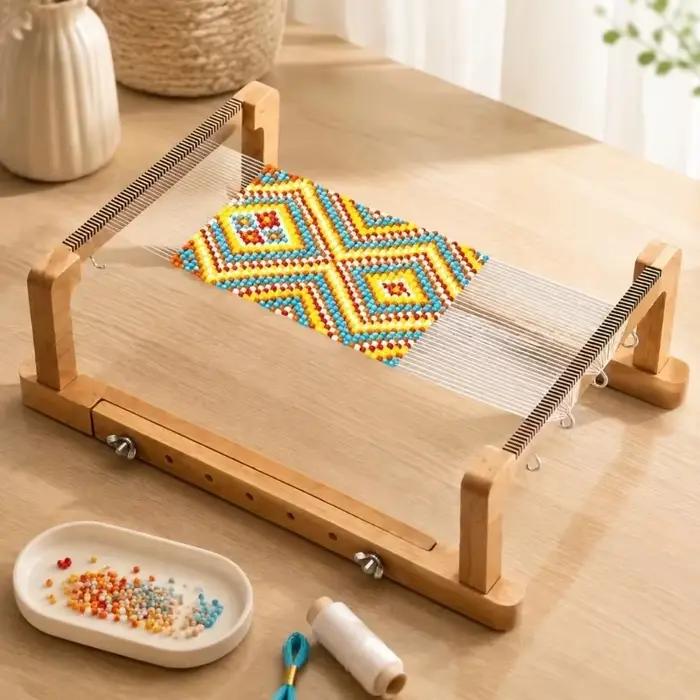 métier à tisser pour colliers bracelets, métier à tisser en bois réglable avec alignement stable des