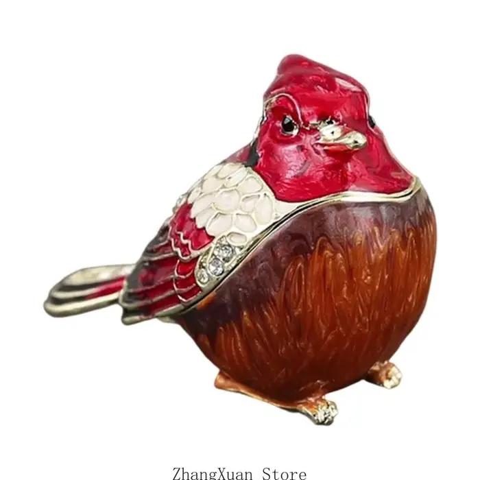 Boîte à boucles d'oreilles pendentif en forme d'oiseau avec garniture décorative métallique chaude 3