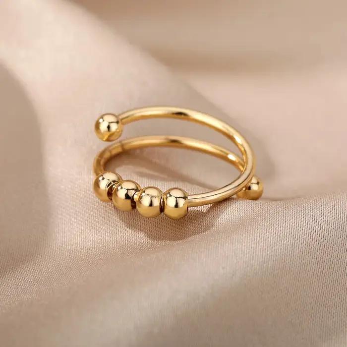 Bagues ajourées en chaîne pour femmes, couleur or, acier inoxydable, Zircon, croix ouverte, tendance