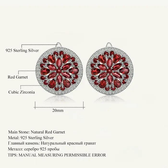 GEM'S BALLET-Boucles d'Oreilles de Luxe en Grenat Rouge Naturel pour Femme, Bijoux Fins en Argent St