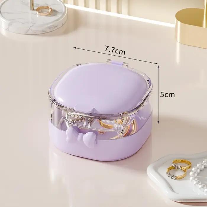 Boîte à bijoux portable à double couche avec miroir, organisateur de bijoux carré compact pour voyag