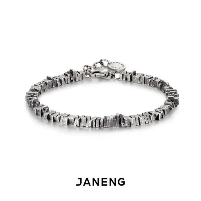 Bracelets en argent Sterling 925 Vintage en argent cassé en détresse, unisexe, pour hommes et femmes
