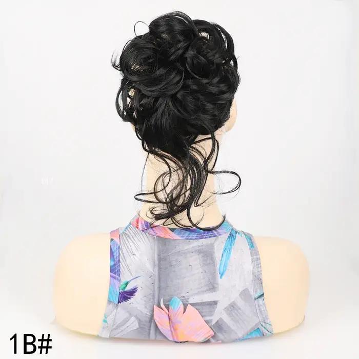 Extension de Chignon synthétique bouclé et désordre pour femmes, postiche chouchou élastique pour un