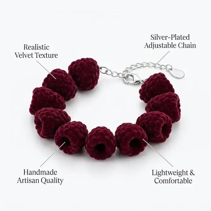 Bracelet en résine avec perles de framboise, chaîne réglable, breloque fruitée, bijou mignon et tend