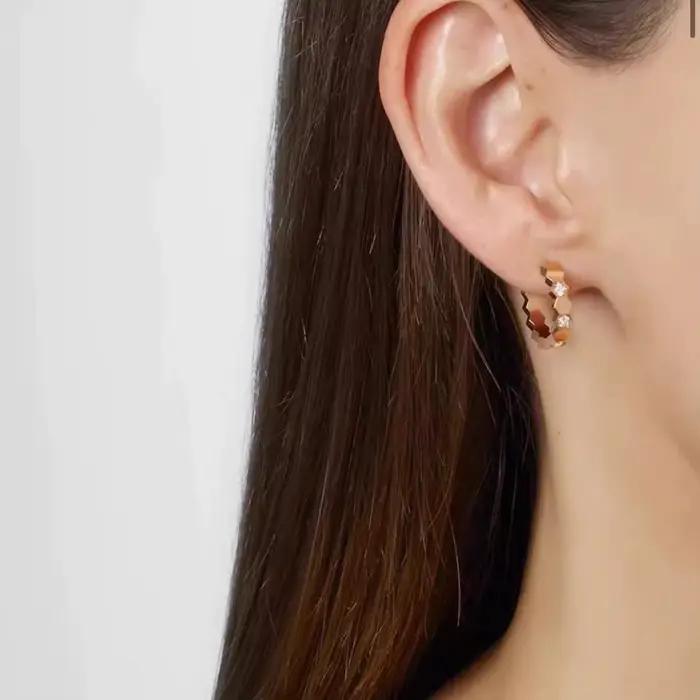 Boucles d'oreilles simples et luxueuses plaquées or 18 carats en or rose et or blanc, accessoire de 