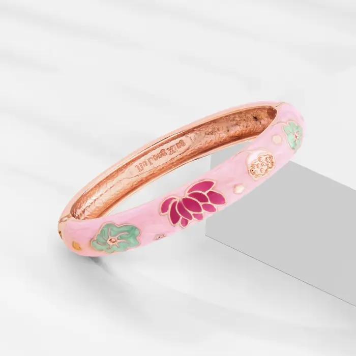 Bracelet en émail pour femmes, cloisonné, Floral, Viking, à la main, rose, hawaïen, indien, africain