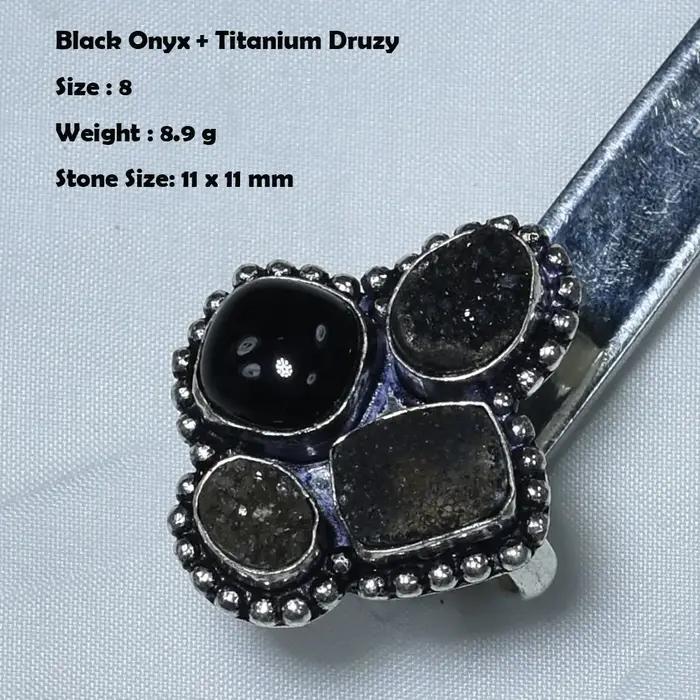 Bague en onyx noir véritable