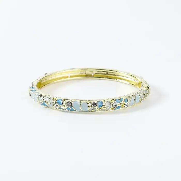 Bracelet vintage en émail cloisonné à motifs floraux et à effet goutte d'huile, accessoire de mode h