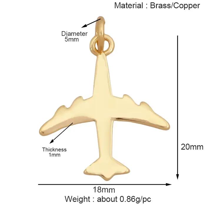 Pendentif à breloque pour avion, hélicoptère, avion à réaction, collier plaqué or véritable 18 carat