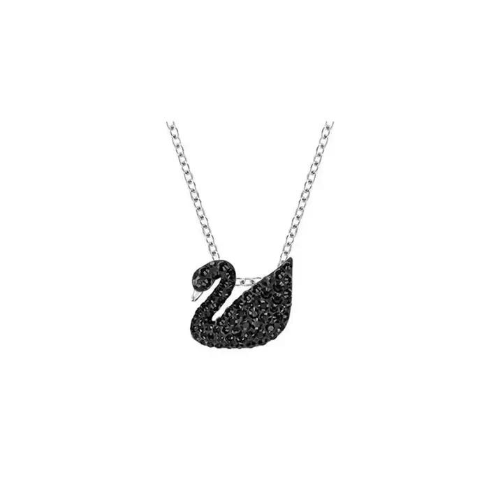 Collier en forme de cygne pour femmes, avec un motif dégradé, un élément représentant un cygne blanc