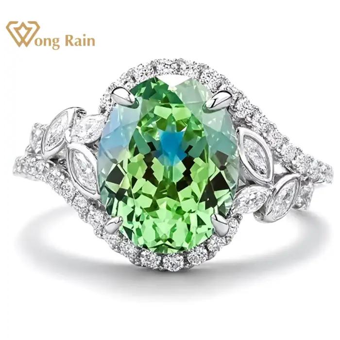 Wong Rain – bague en argent Sterling 925 Vintage, coupe ovale 8x10MM, saphir de laboratoire, tourmal