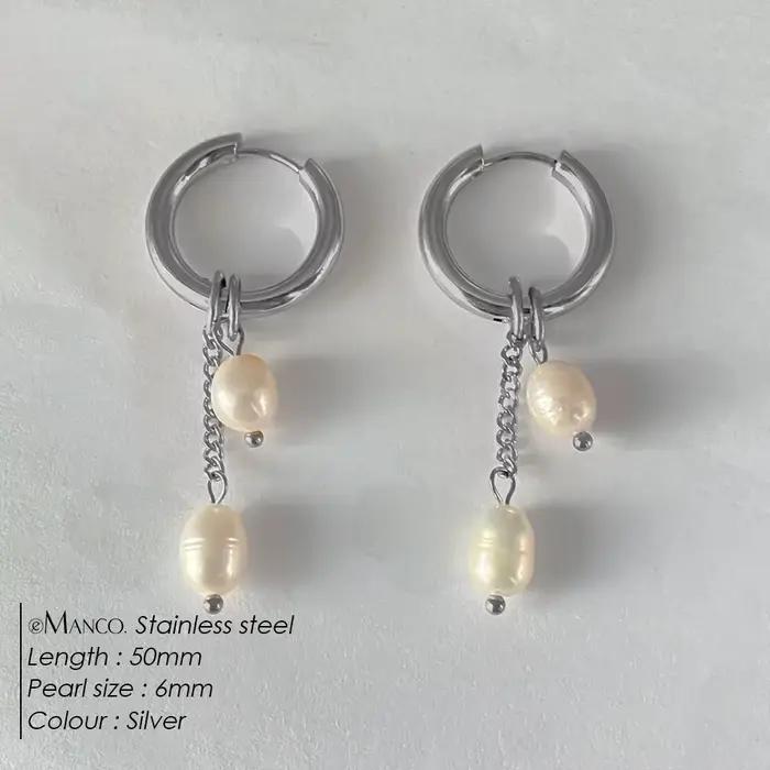 Boucles d'oreilles pendantes en perles d'eau douce de style minimaliste EManco, idéales pour les ren
