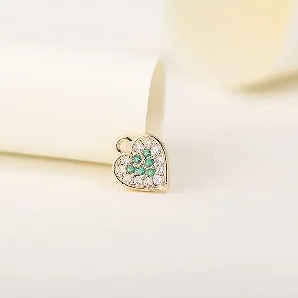 Accessoires de bijoux en laiton plaqué or 14 carats, breloques en forme de cœur, haute qualité, bric