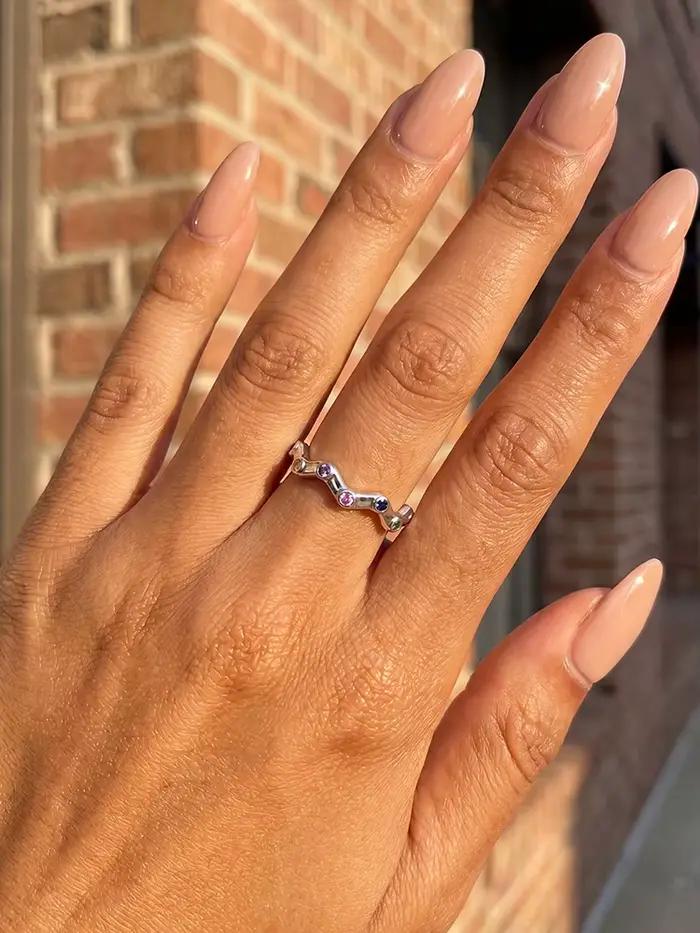 Bague en argent Sterling 925 pour femmes, en Zircon scintillant, délicat, couleur arc-en-ciel, pour