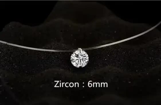 Collier en diamant Moissanite 1ct en argent Sterling S925, ligne de pêche transparente Invisible, ch