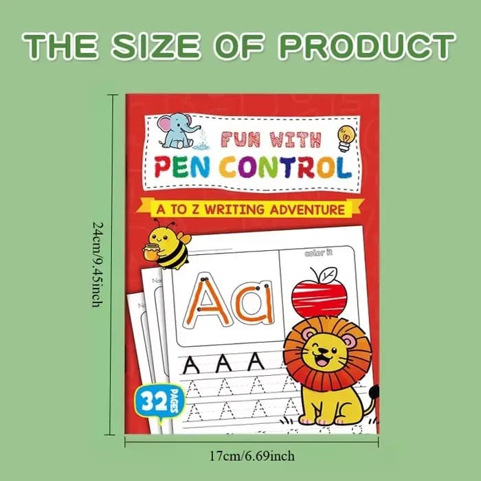 Cahier d'exercices d'écriture de l'alphabet anglais de 32 pages avec lettres colorées Practice-A-Z m