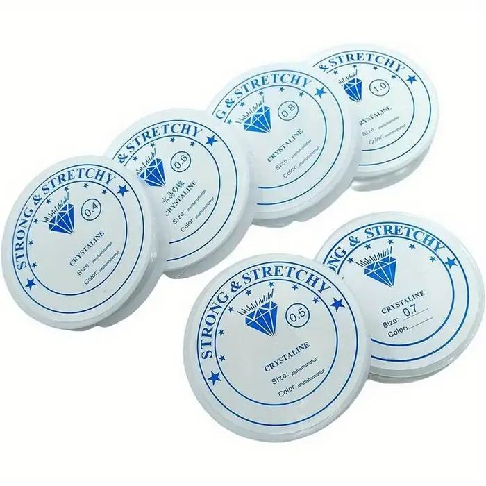 6 rouleaux de fil élastique de 0,8 mm d'épaisseur, 6 mètres, pour bracelets, fabrication de bijoux D