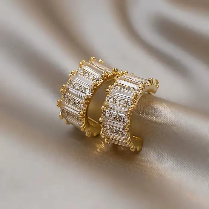 Boucles d'oreilles en plaqué or 14 carats pour femmes, accessoires de luxe élégants, bijoux de fête