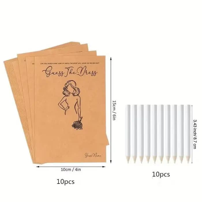 Carte de jeu pour robe de mariée, 20 pièces, avec stylos, devinez la robe, jeux de peinture pour fêt