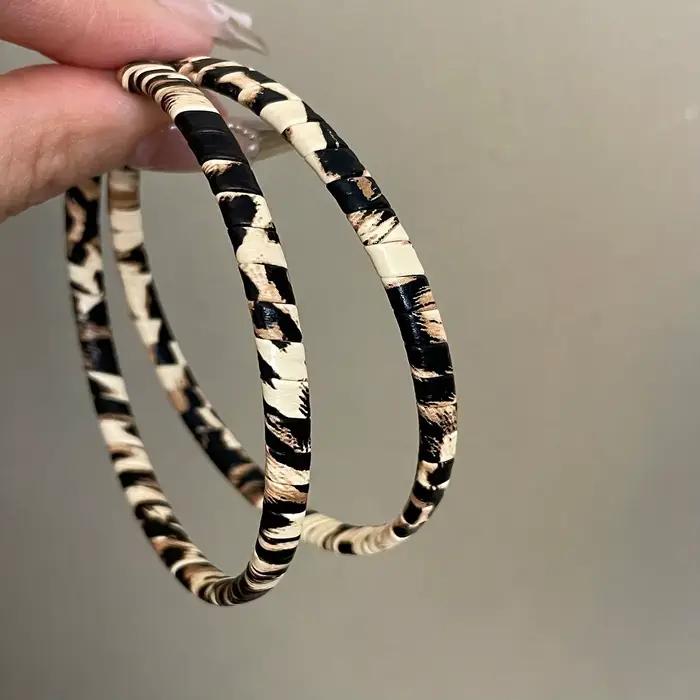 Boucles d'oreilles rétro en cuir artificiel imprimé léopard, boucles d'oreilles exagérées et Sexy po
