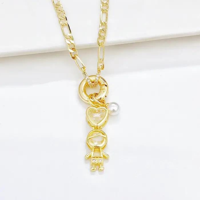 Pendentif en perles de Zircon pour fils/fille, chaîne de clavicule épaisse pour femmes et adolescent