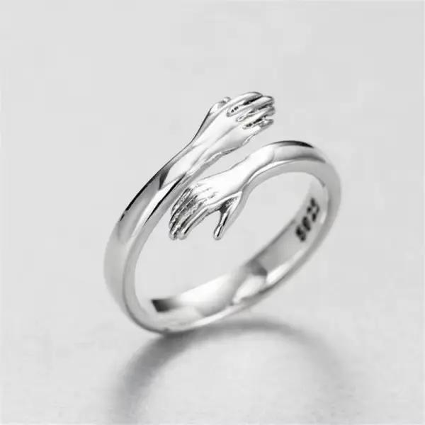 Bagues à main sculptées pour femmes et hommes, amour romantique, ouverture de doigt réglable, bijoux
